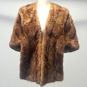 Mink Fur Label Authority 1950s Vintage Fur Cape Stole Wrap Shawl Hollywood glam